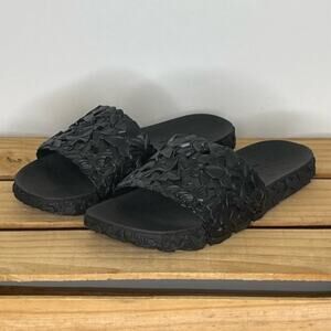 Sunies black butterfly slip on vegan slide sandals women's size 6